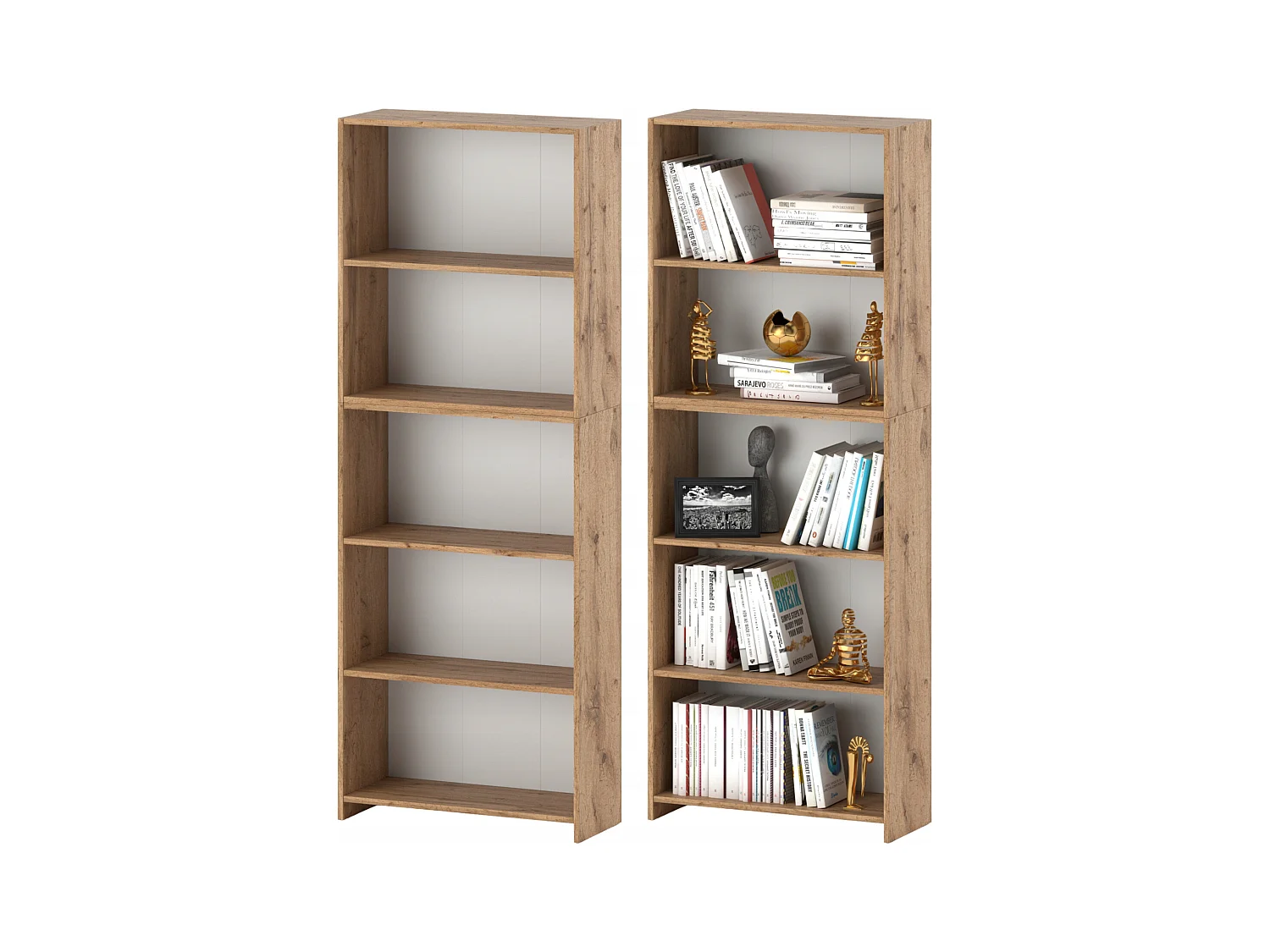 Bibliothèque -Étagère multifonction Chêne Wotan 5 niveaux 70X30x189cm – Pour livres, jouets et accessoires de bureau