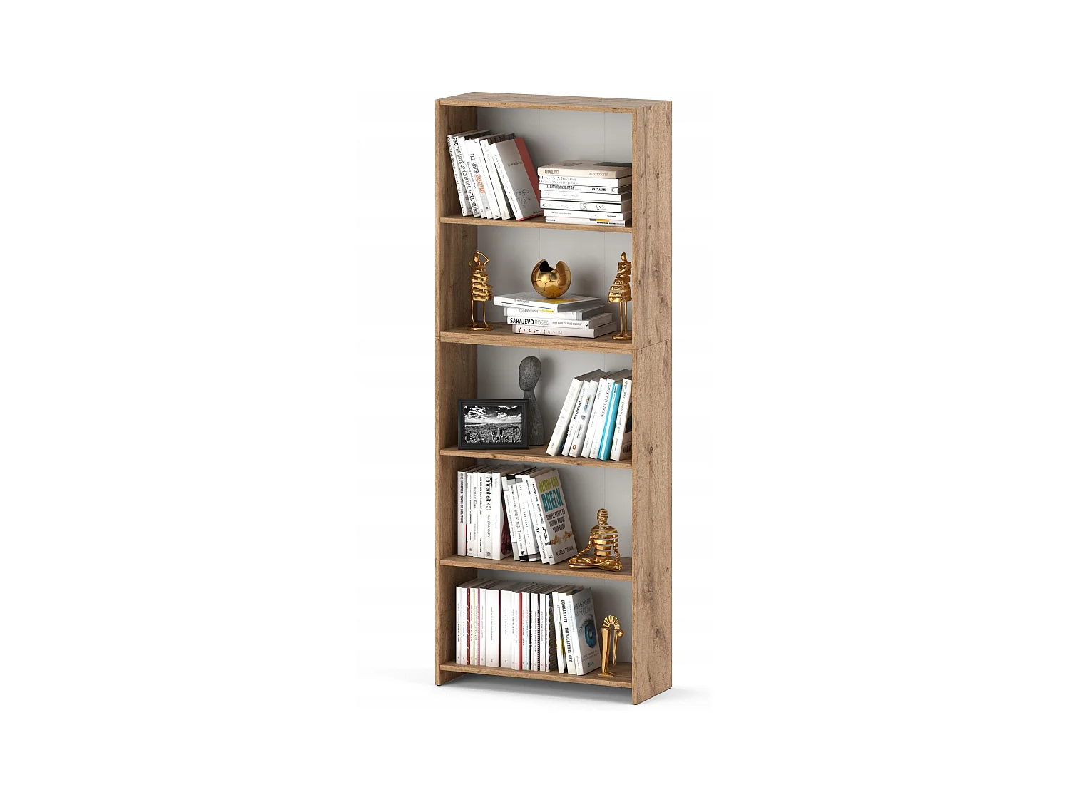 Bibliothèque -Étagère multifonction Chêne Wotan 5 niveaux 70X30x189cm – Pour livres, jouets et accessoires de bureau