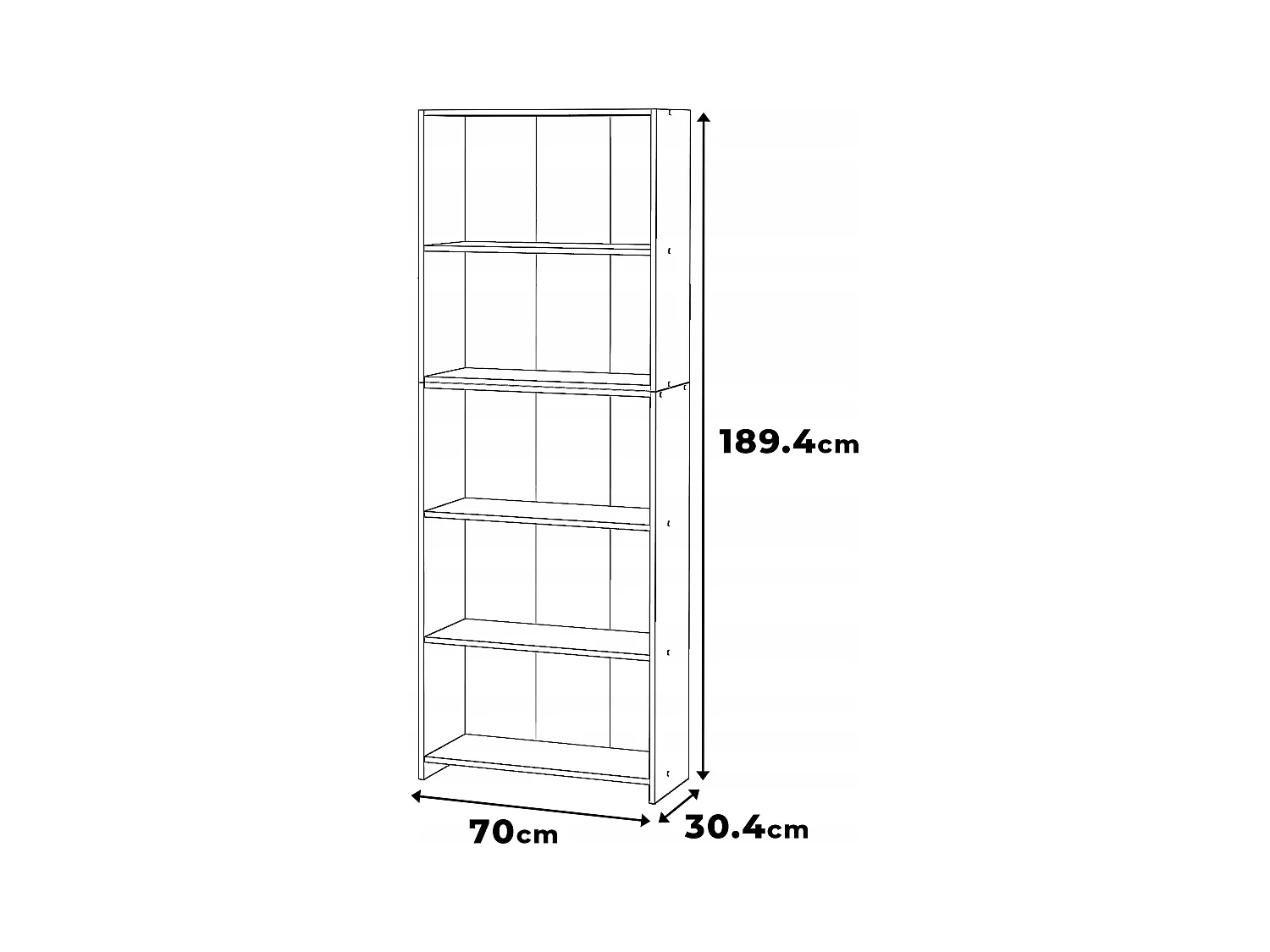 Bibliothèque -Étagère multifonction Chêne Wotan 5 niveaux 70X30x189cm – Pour livres, jouets et accessoires de bureau