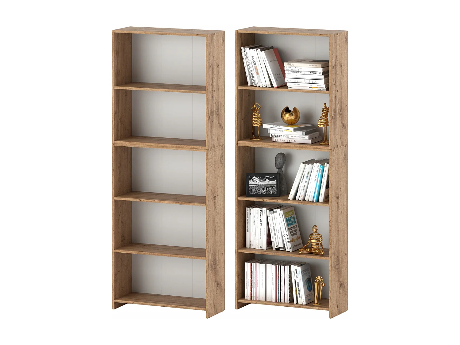Bibliothèque -Étagère multifonction Chêne Wotan 5 niveaux 70X30x189cm – Pour livres, jouets et accessoires de bureau