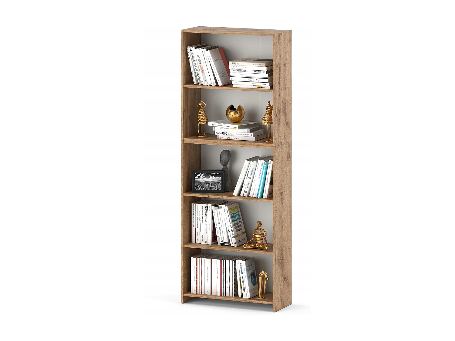Bibliothèque -Étagère multifonction Chêne Wotan 5 niveaux 70X30x189cm – Pour livres, jouets et accessoires de bureau