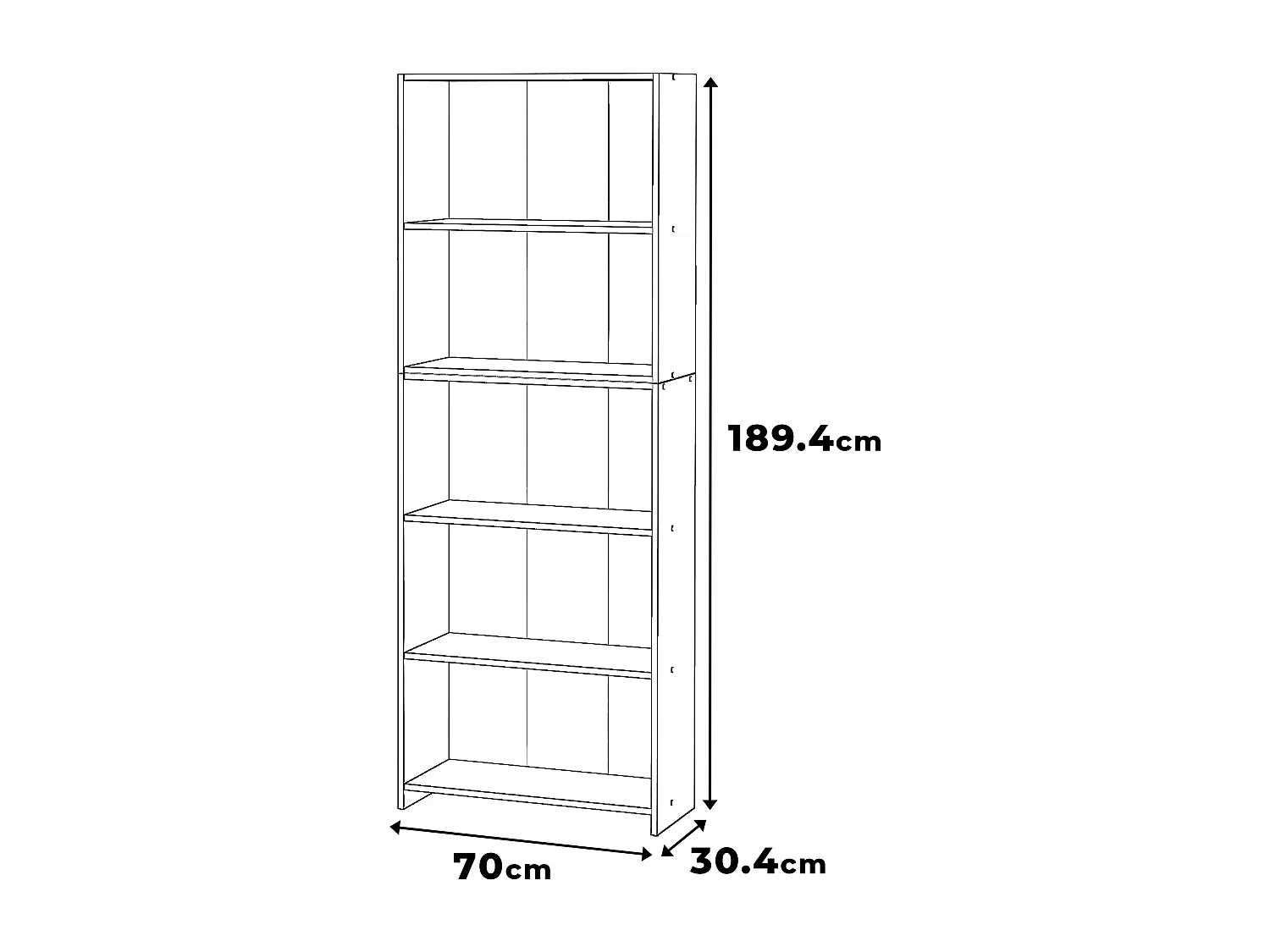 Bibliothèque -Étagère multifonction Chêne Wotan 5 niveaux 70X30x189cm – Pour livres, jouets et accessoires de bureau