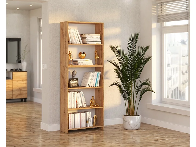 Bibliothèque -Étagère multifonction Chêne Wotan 5 niveaux 70X30x189cm – Pour livres, jouets et accessoires de bureau