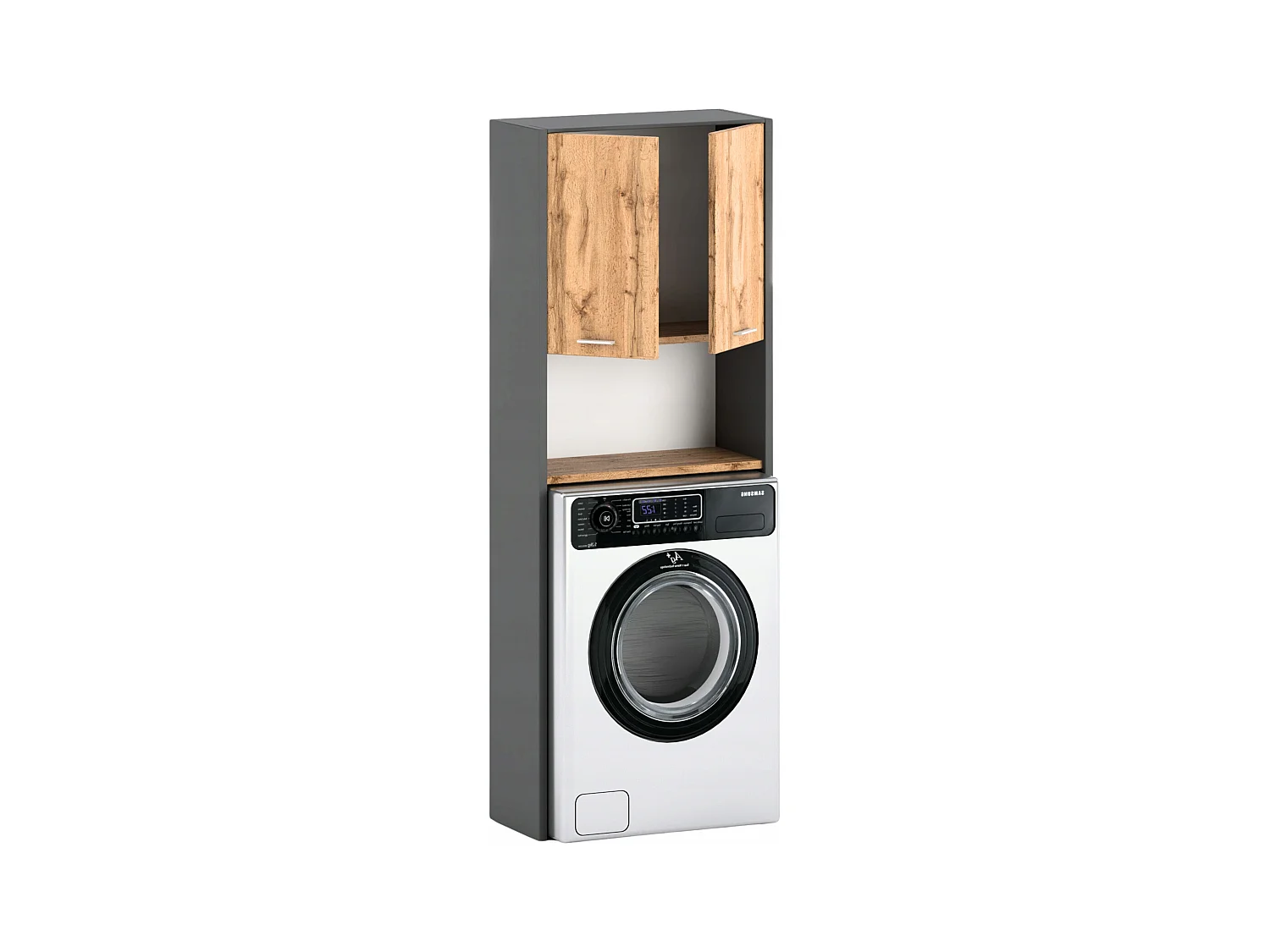 Colonne de salle de bain Gris+ Chêne Wotan   – armoire au-dessus de la machine à laver 64*30*165cm