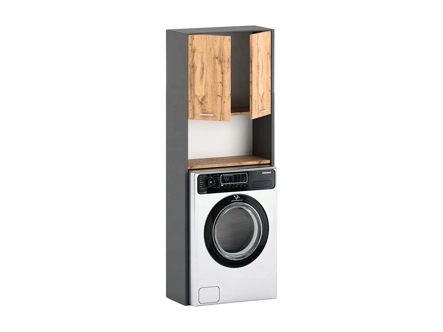 Colonne de salle de bain Gris+ Chêne Wotan   – armoire au-dessus de la machine à laver 64*30*165cm