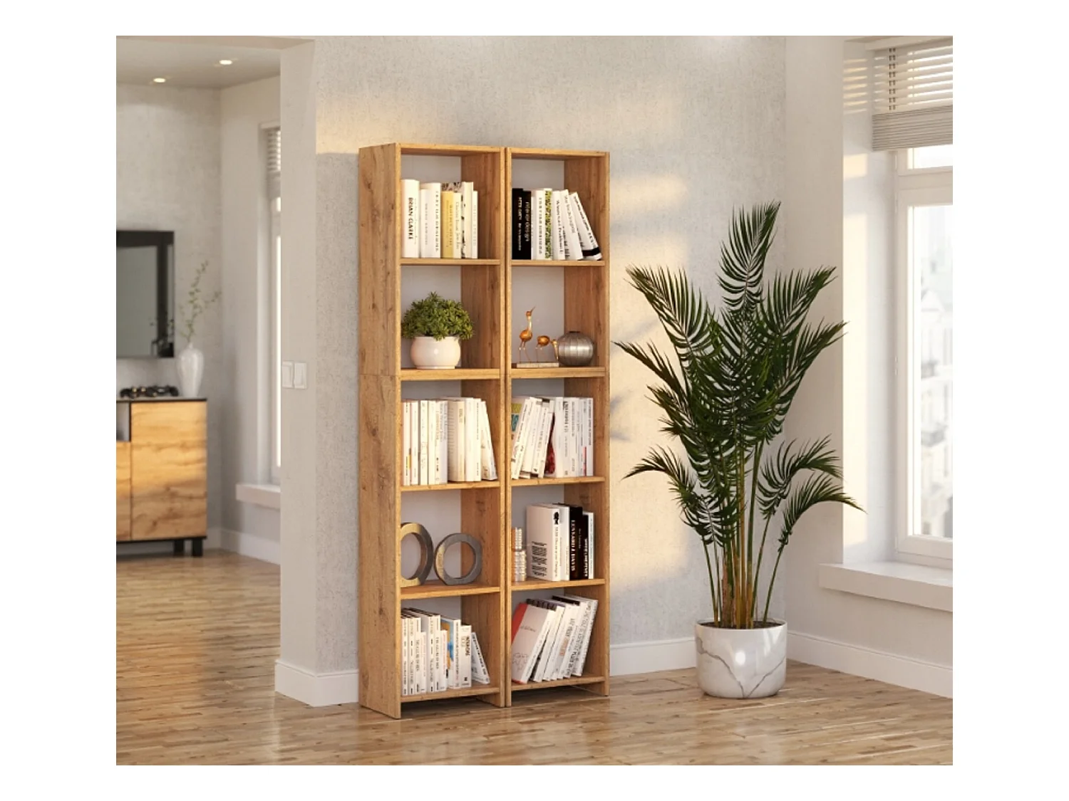 Bibliothèque -Étagère multifonction Chêne Wotan 5 niveaux 40X30x189cm – Pour livres, jouets et accessoires de bureau