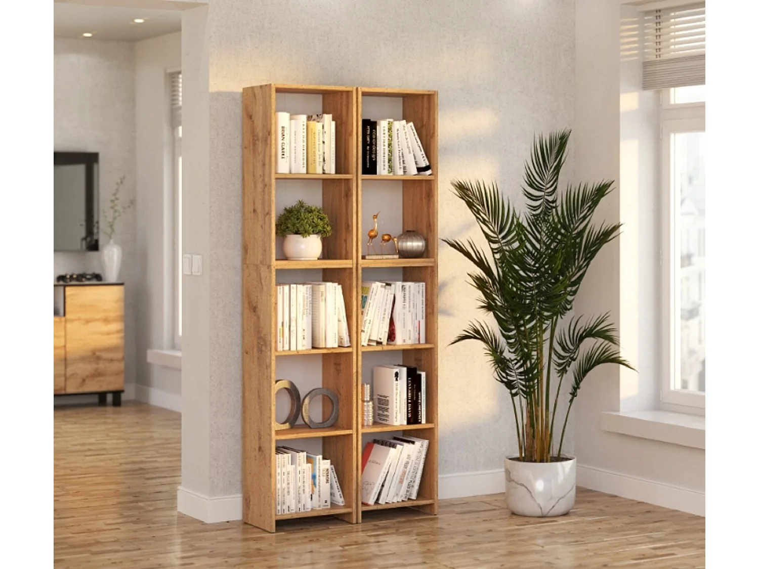 Bibliothèque -Étagère multifonction Chêne Wotan 5 niveaux 40X30x189cm – Pour livres, jouets et accessoires de bureau