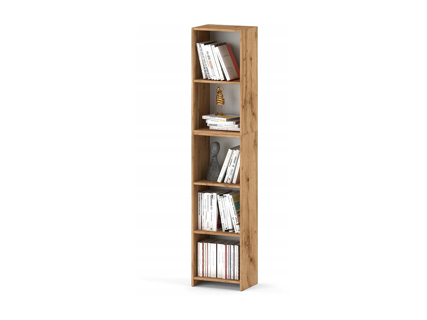 Boekenkast - Multifunctionele plank Eiken Wotan 5 niveaus 40X30x189cm - Voor boeken, speelgoed en kantooraccessoires