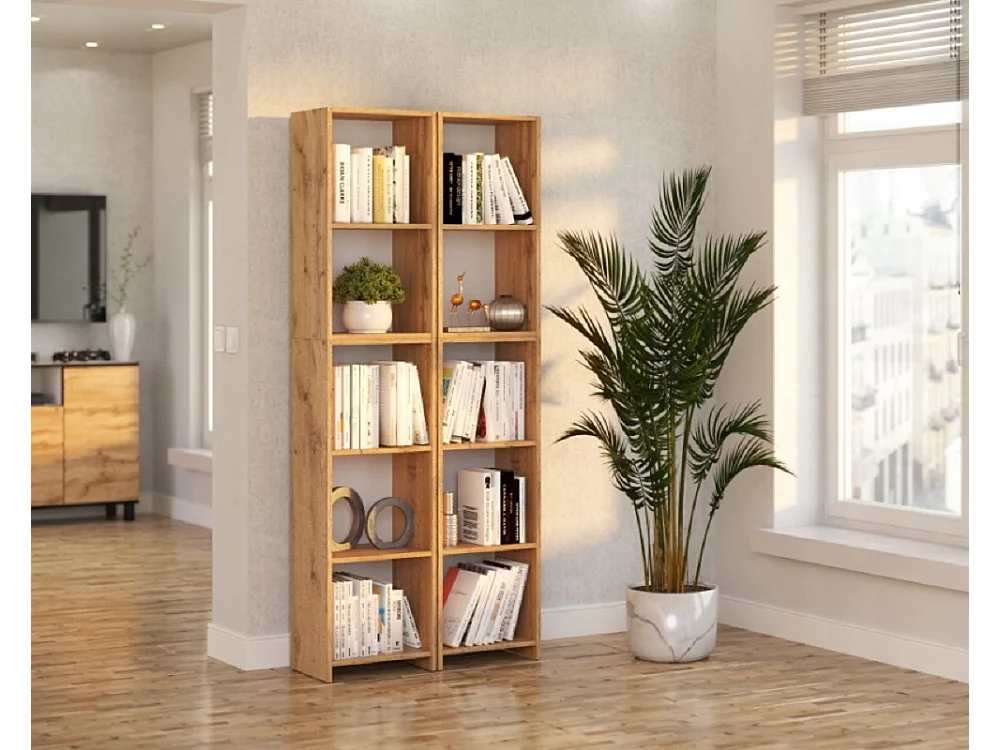 Boekenkast - Multifunctionele plank Eiken Wotan 5 niveaus 40X30x189cm - Voor boeken, speelgoed en kantooraccessoires