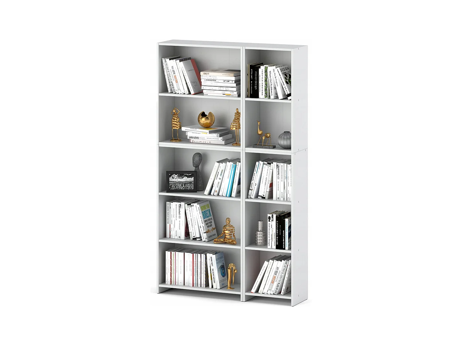 Bibliothèque - Étagère multifonction blanche 5 niveaux 10étagères 110X30x189cm – Pour livres, jouets et accessoires de bureau