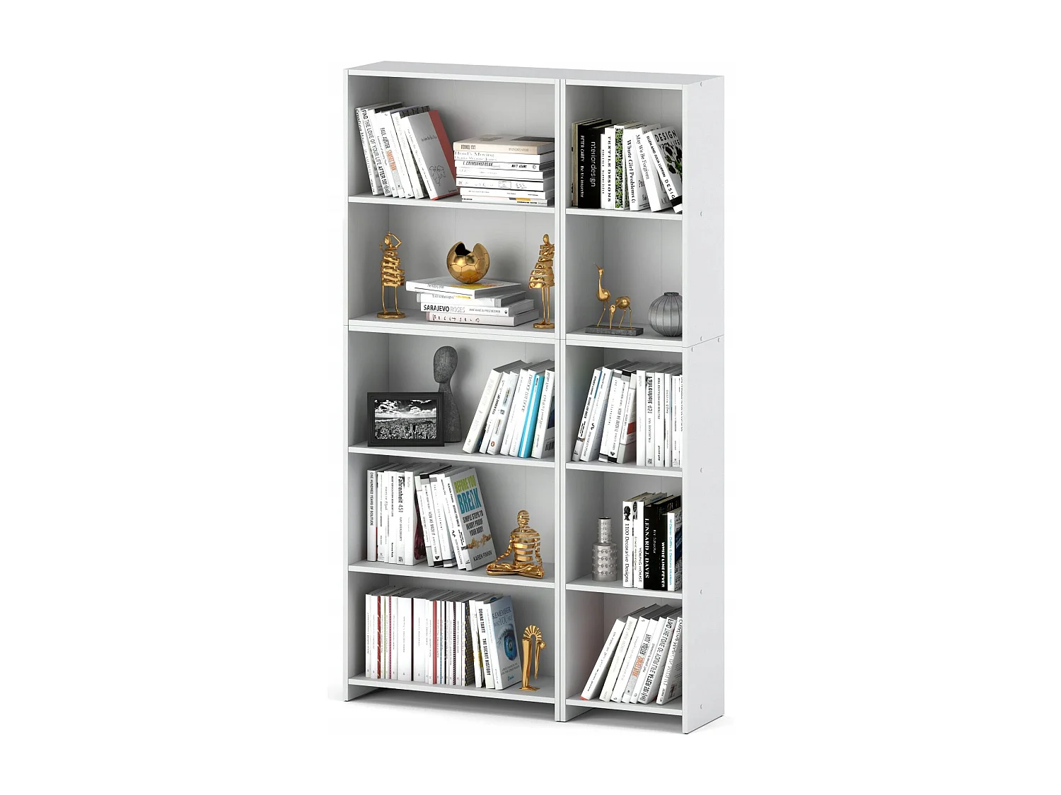 Bibliothèque - Étagère multifonction blanche 5 niveaux 10étagères 110X30x189cm – Pour livres, jouets et accessoires de bureau