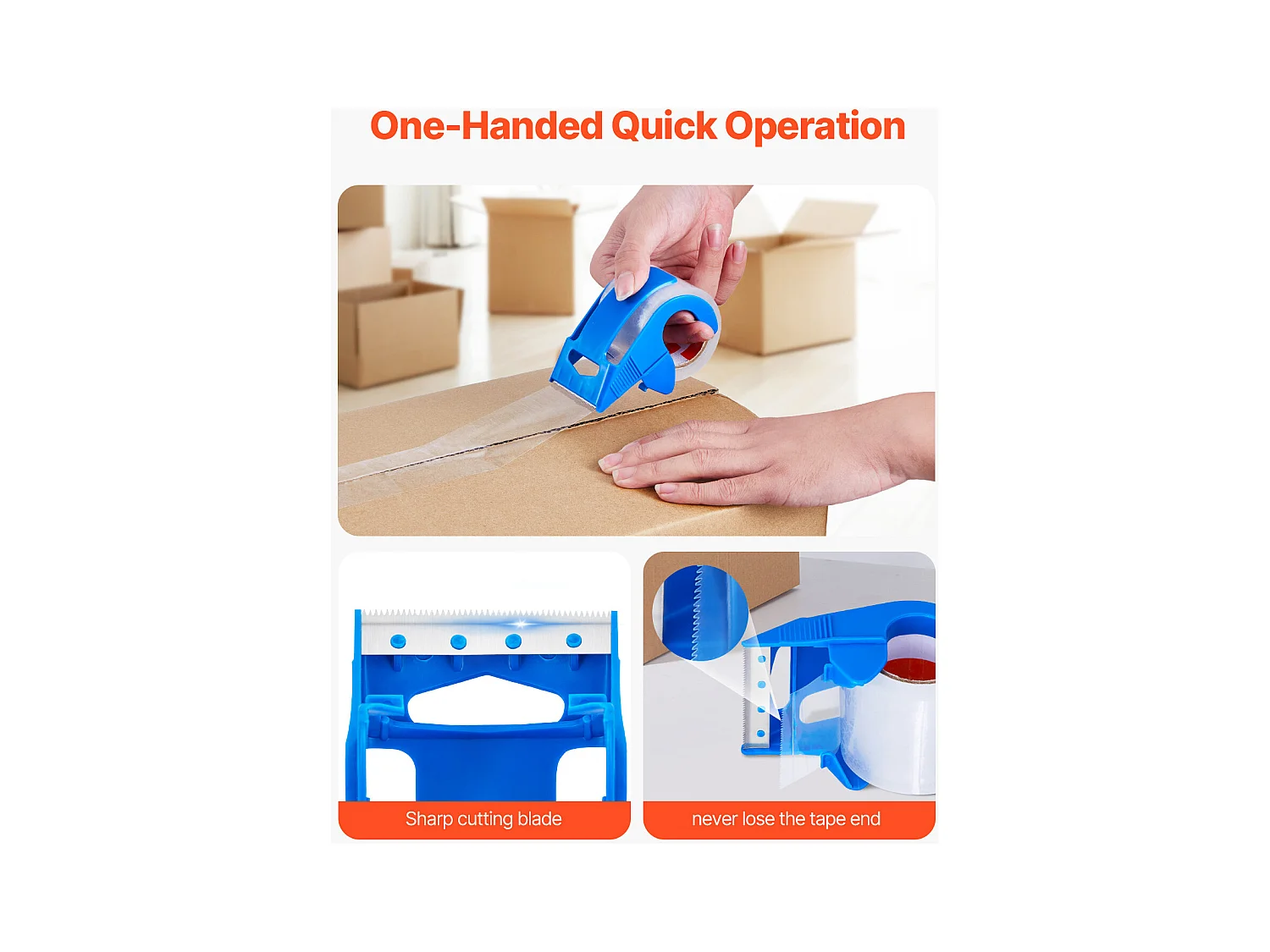 Ruban Adhésif SucceBuy d'Emballage Transparent avec Distributeur Lot de 622,86 m x 47,8 mm x 0,068 mm Noyau 38,1 mm Ruban d'Emballage Robuste