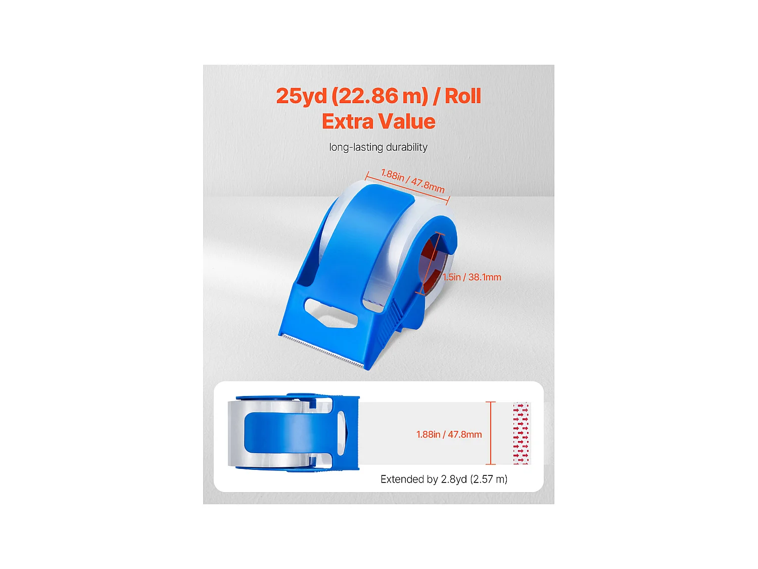 Fita Adesiva SucceBuy de Embalagem Transparente com Dispensador Pacote de 622,86 m x 47,8 mm x 0,068 mm Núcleo 38,1 mm Fita de Embalagem Resistente