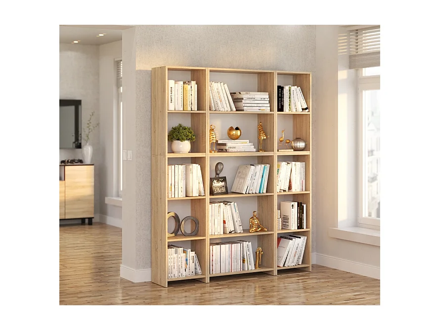 Bibliothèque -Étagère multifonction Chêne Sonoma  -5 niveaux 150X30x189cm – Pour livres, jouets et accessoires de bureau