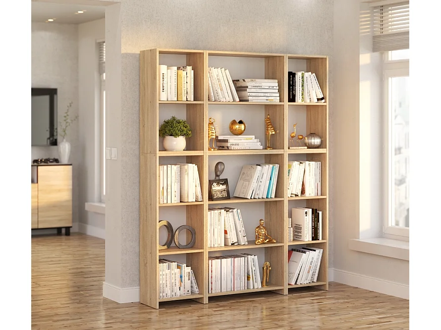 Bibliothèque -Étagère multifonction Chêne Sonoma  -5 niveaux 150X30x189cm – Pour livres, jouets et accessoires de bureau