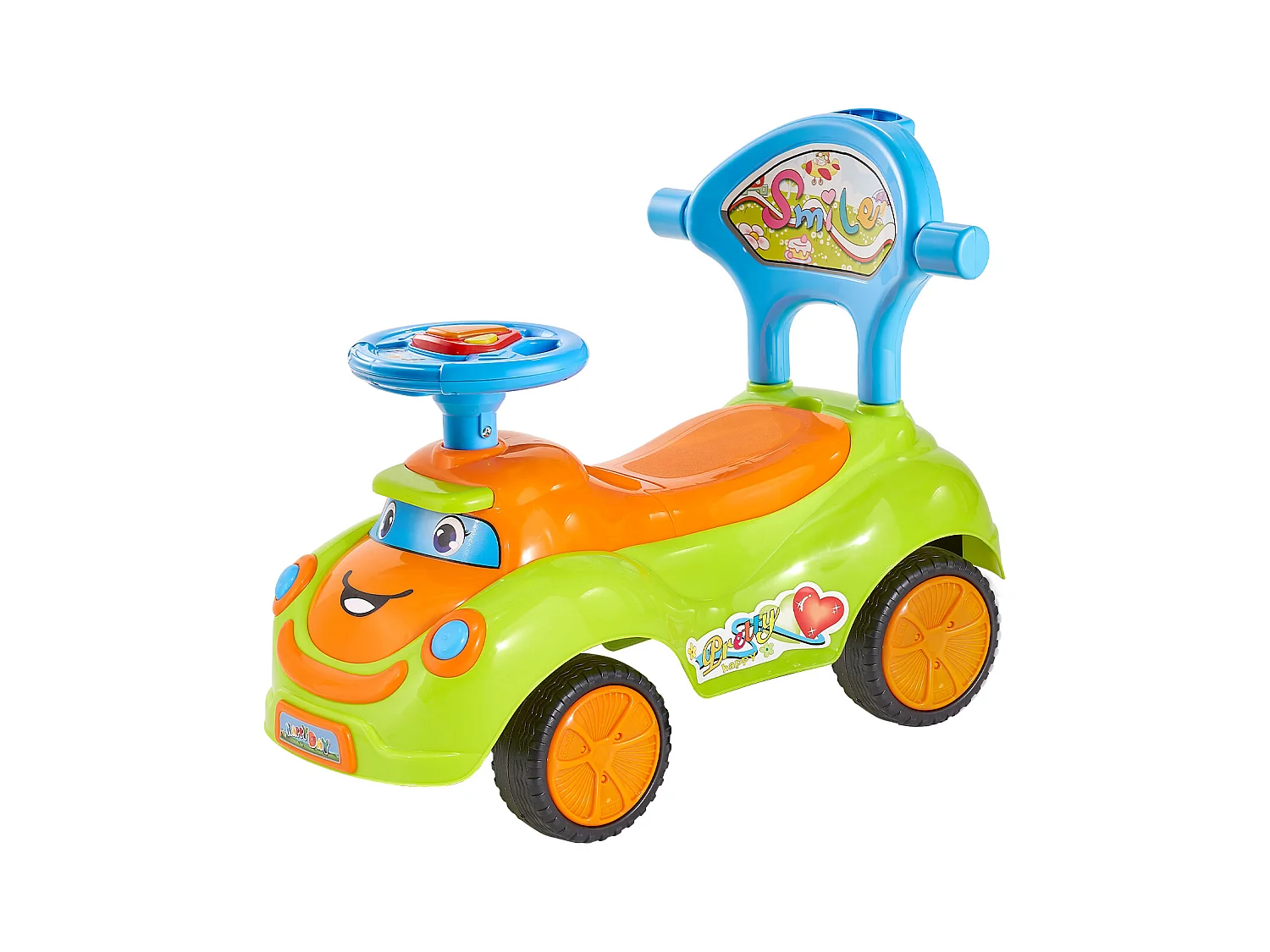 Kinderfahrzeug SucceBuy 19 bis 36 Monate, Schiebeauto für Kleinkinder, Belastung 25 kg, mit Schutzbügel, Griff, Stauraum unter Sitz, für Jungen