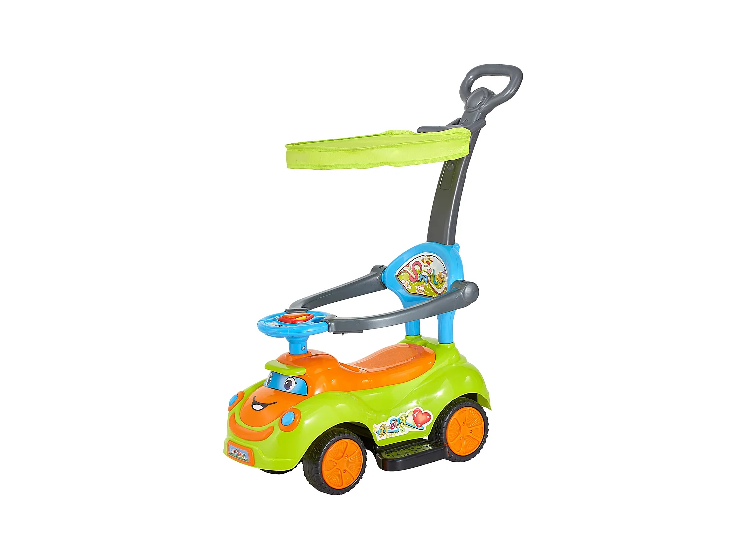 Kinderfahrzeug SucceBuy 19 bis 36 Monate, Schiebeauto für Kleinkinder, Belastung 25 kg, mit Schutzbügel, Griff, Stauraum unter Sitz, für Jungen