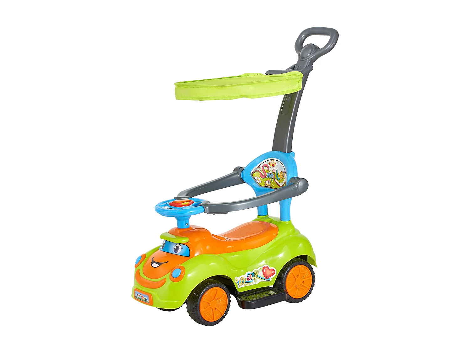 Porteur Auto Enfants SucceBuy 19 à 36 Mois, Voiture à Pousser pour Tout-petits, Charge 25 kg, avec Garde-corps, Poignée, Rangement sous Siège, pour Garçons