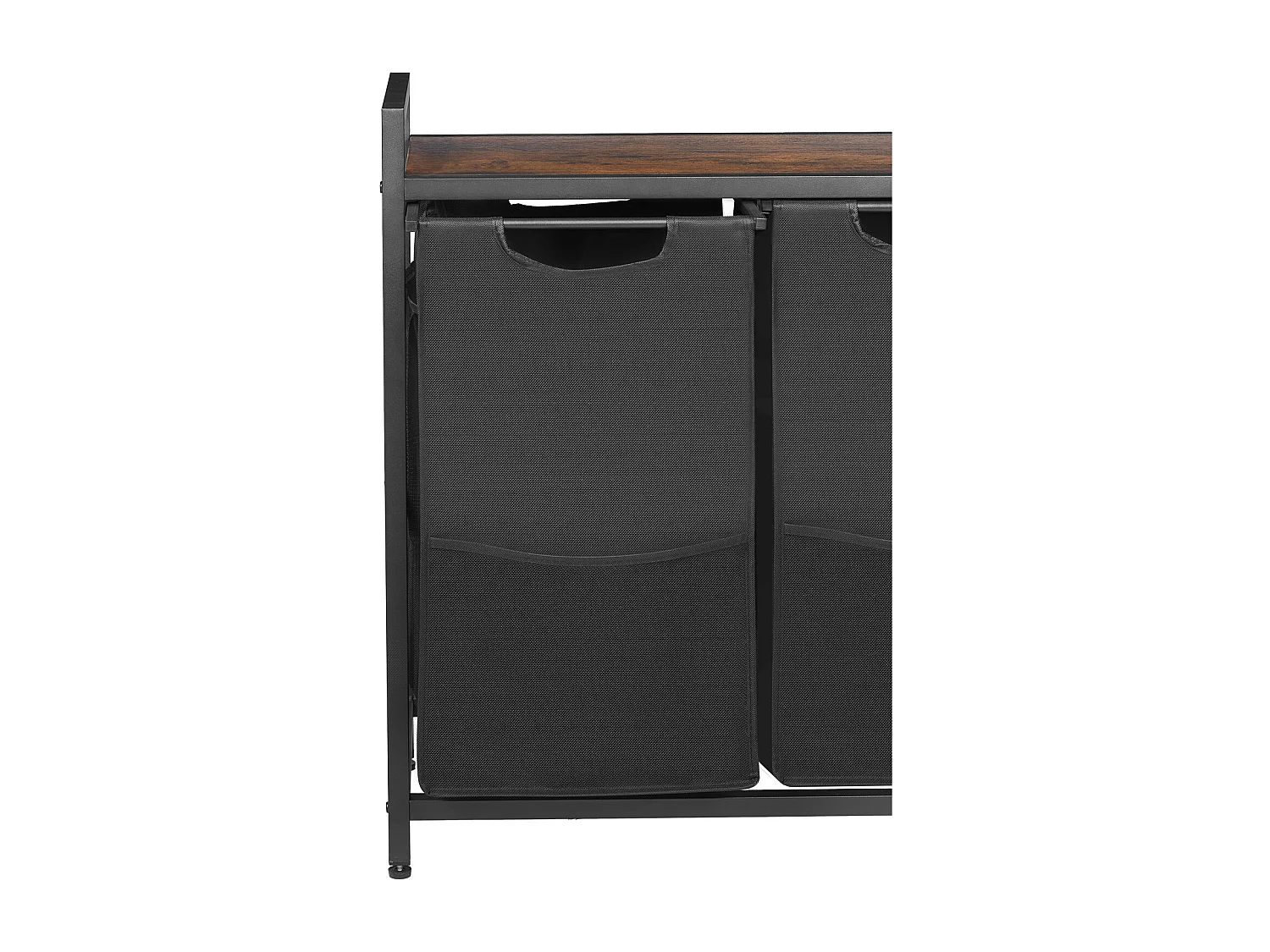 Panier à Linge SucceBuy Panier à Linge à 3 Compartiments, Organisateur de Linge avec Sacs Amovibles en Tissu Oxford 600D, Structure Métallique et Plateau en Bois