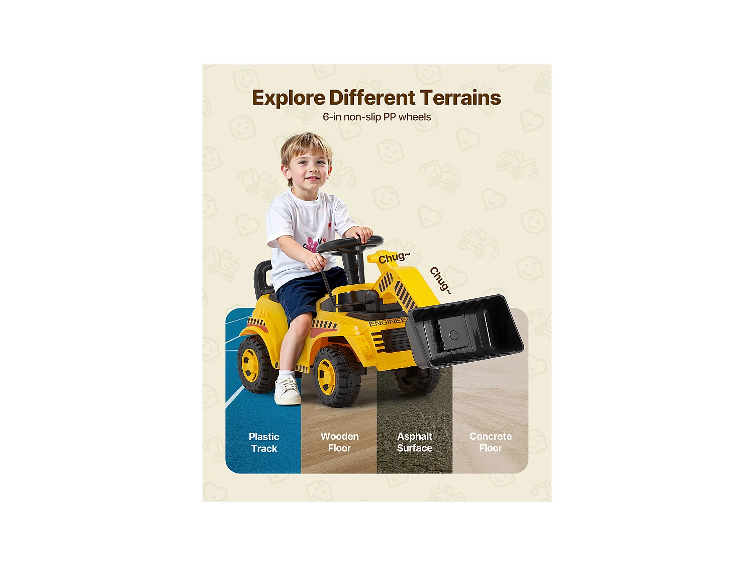 Kinderfahrzeug SucceBuy 19 bis 36 Monate, Schiebeauto für Kleinkinder, Belastbarkeit 25 kg, Ladefahrzeug mit Musik, für Jungen