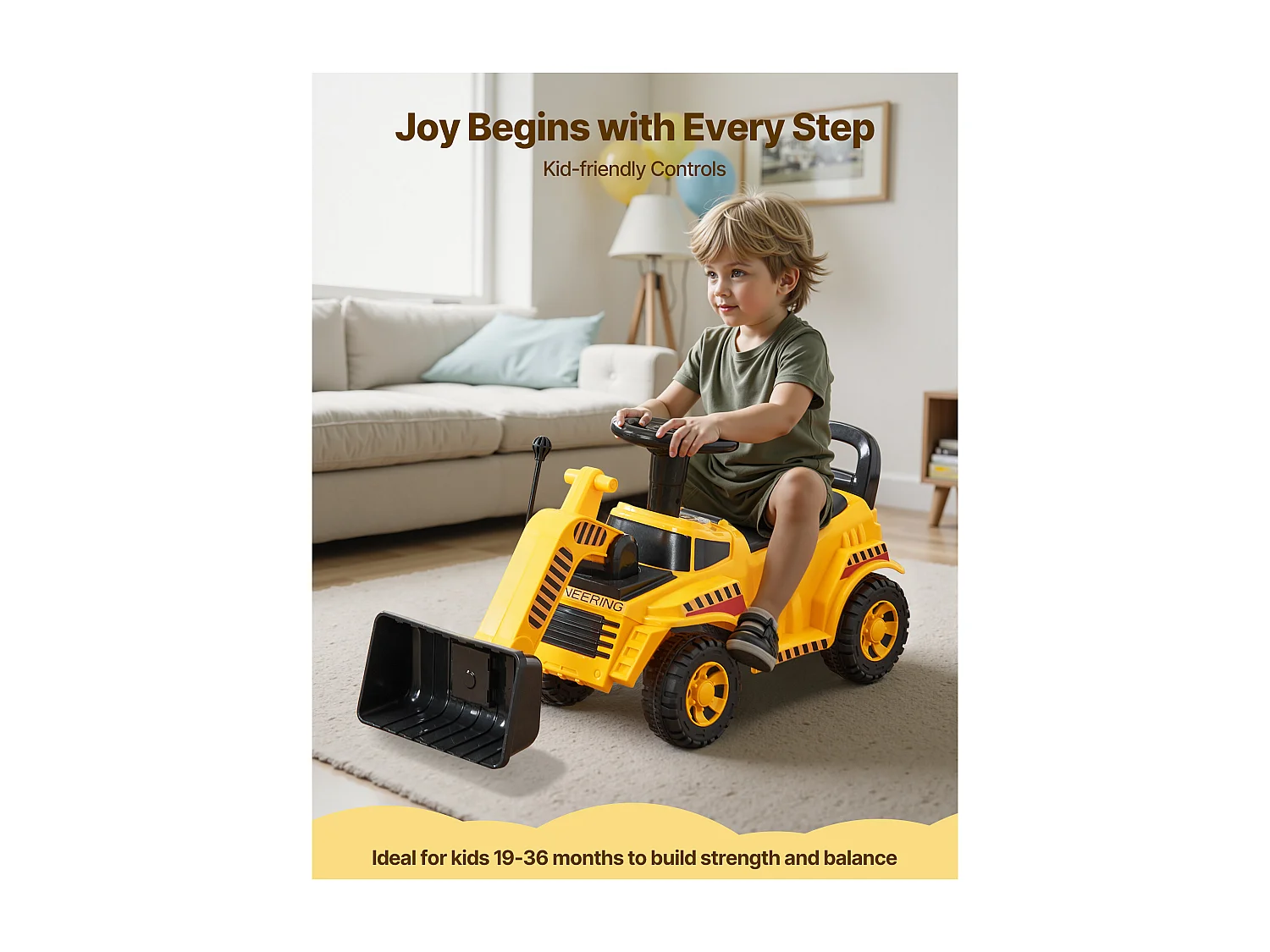 Porteur Auto Enfants SucceBuy 19 à 36 Mois, Voiture à Pousser pour Tout-petits, Capacité Charge 25 kg, Chargeuse Porteur avec Musique, pour Garçons