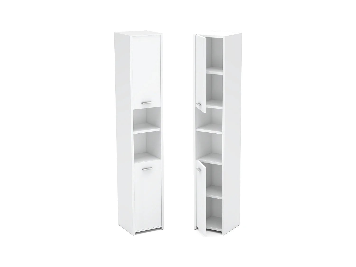 Colonne de salle de bain blanche mat 30x30x165cmm – armoire de salle de bain sur pied, meuble de rangement