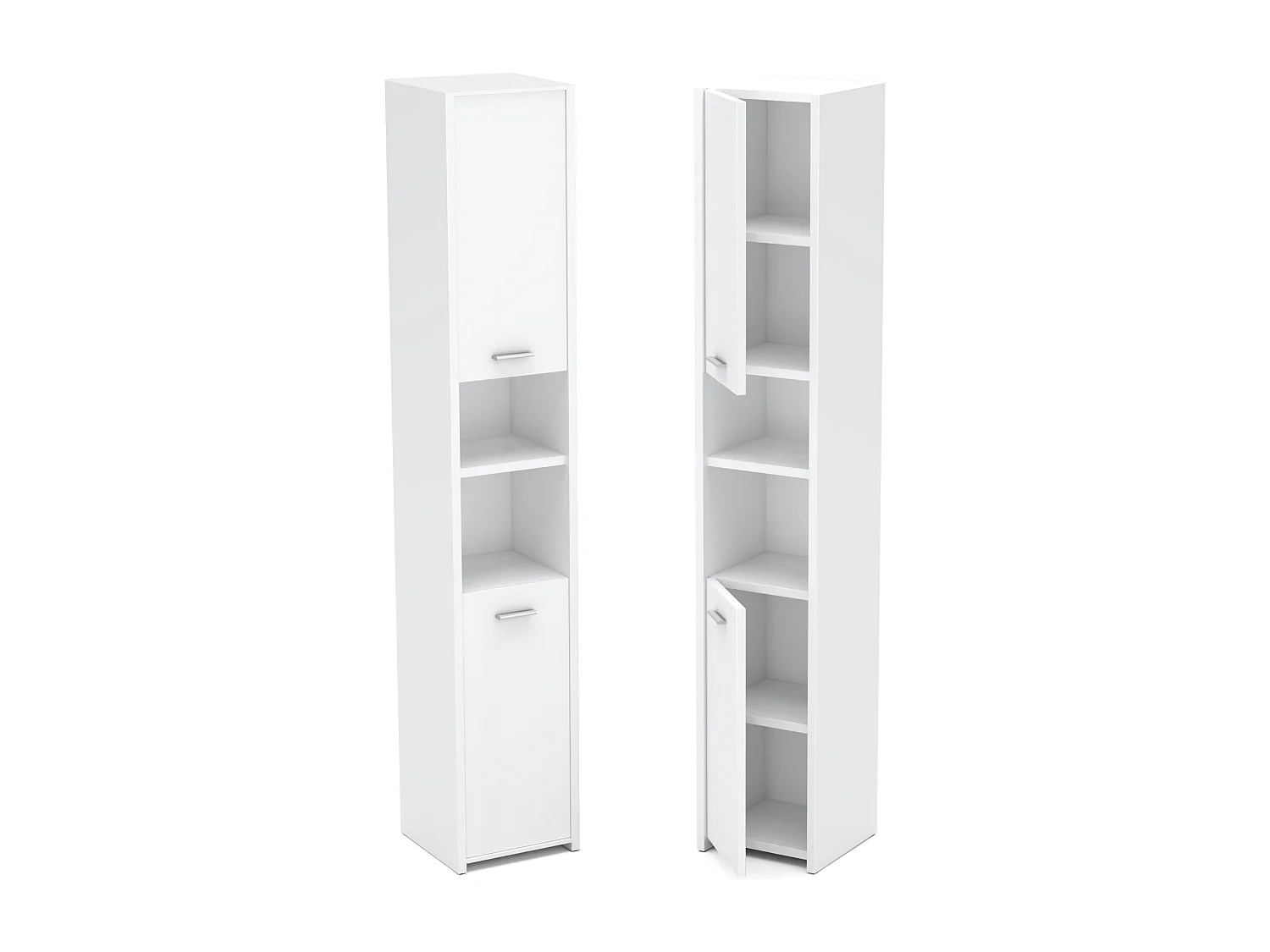 Colonne de salle de bain blanche mat 30x30x165cmm – armoire de salle de bain sur pied, meuble de rangement