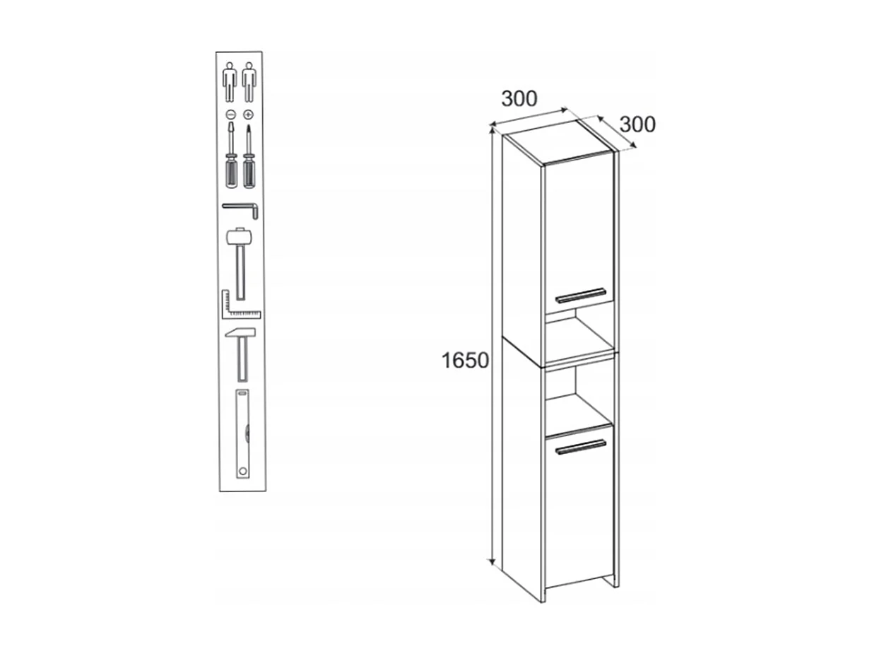 Colonna bagno 30 cm bianco opaco - mobile contenitore indipendente