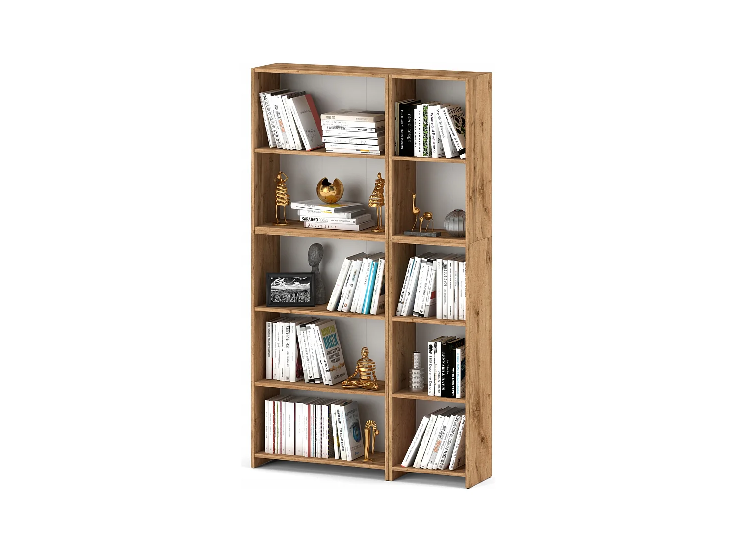 Bibliothèque -Étagère multifonction Chêne Wotan 5 niveaux  10 étagères 110X30x189cm – Pour livres, jouets et accessoires de bureau