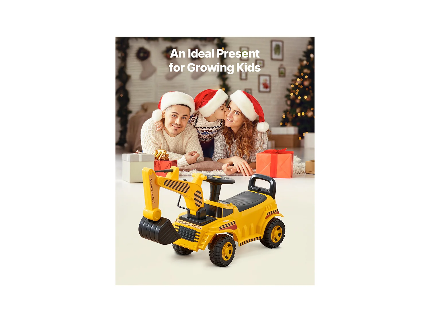 Porteur Auto Enfants SucceBuy 19 à 36 Mois, Voiture à Pousser pour Tout-petits, Capacité 25 kg, Pelleteuse Porteur avec Casque et Musique