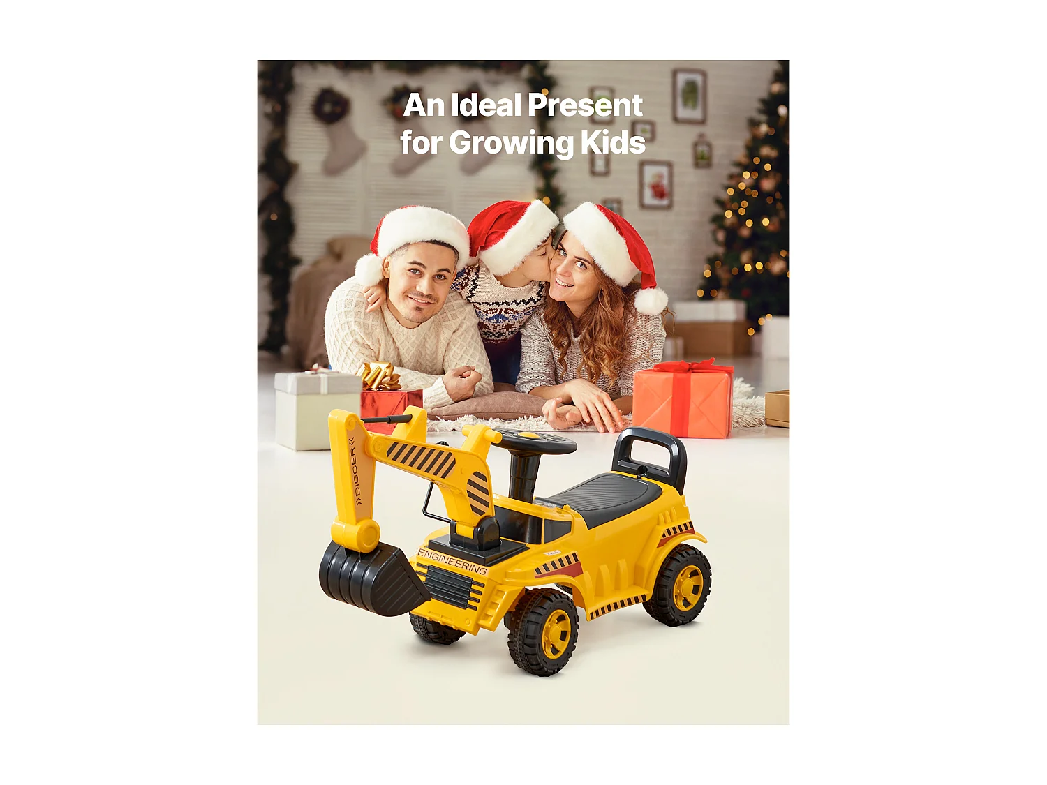 Porteur Auto Enfants SucceBuy 19 à 36 Mois, Voiture à Pousser pour Tout-petits, Capacité 25 kg, Pelleteuse Porteur avec Casque et Musique