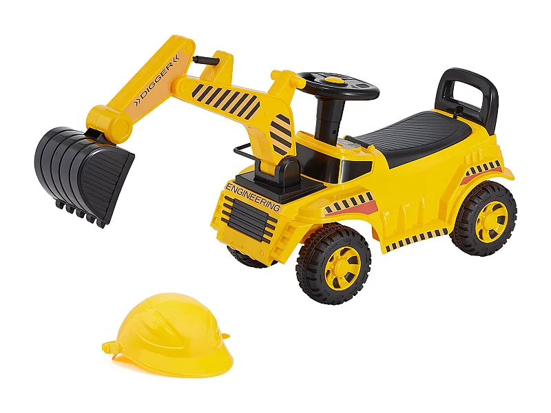 Auto Elettrica per Bambini SucceBuy 19 a 36 Mesi, Auto a Spinta per Bambini, Capacità 25 kg, Portatore Escavatore con Casco e Musica