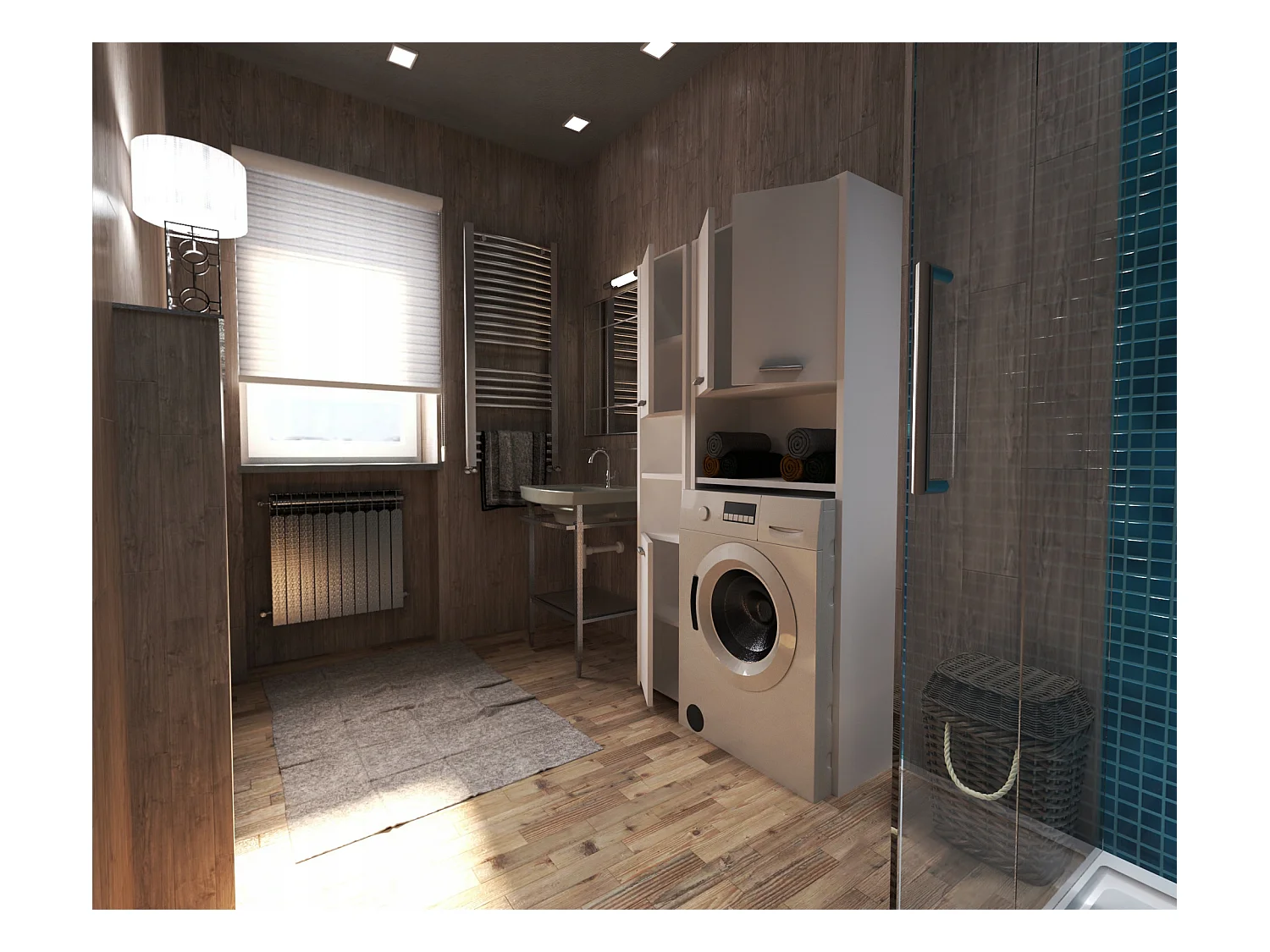 Colonne de salle de bain blanc mat – armoire au-dessus de la machine à laver 64*30*165cm