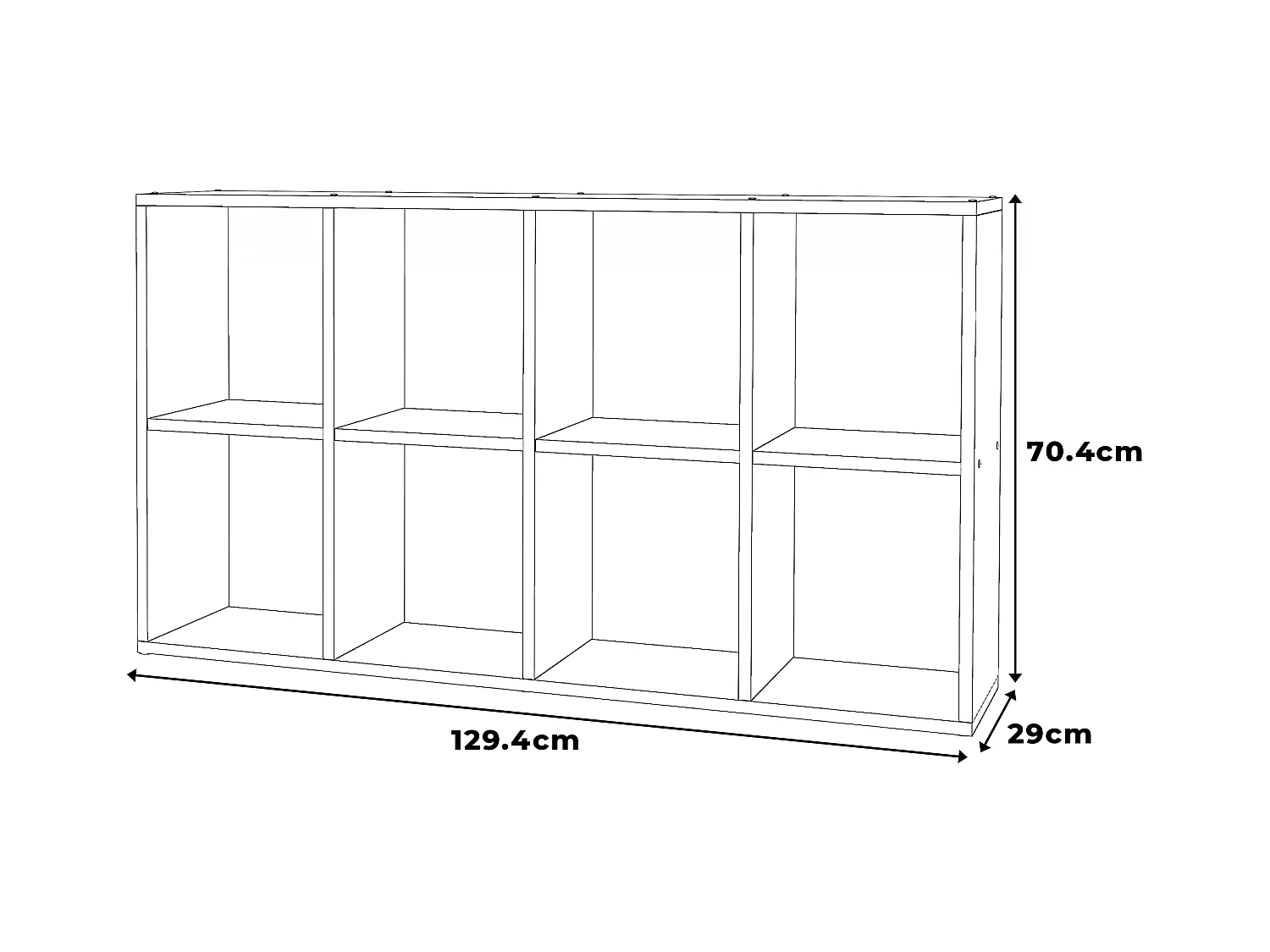 Bibliothèque blanche – organisateur avec 8 grandes étagères en bois pour jouets 129x29x74cm