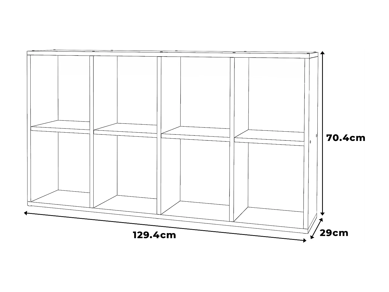 Bibliothèque blanche – organisateur avec 8 grandes étagères en bois pour jouets 129x29x74cm