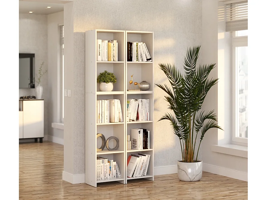 Bibliothèque - Étagère multifonction blanche 5 niveaux 40X30x189cm – Pour livres, jouets et accessoires de bureau