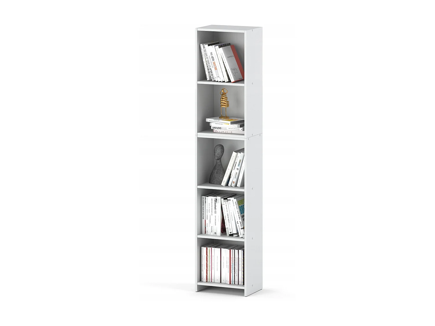 Libreria - Scaffale multifunzione bianco a 5 livelli 40X30x189cm - Per libri, giocattoli e accessori da ufficio