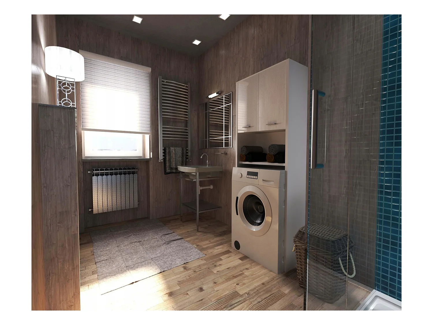 Colonne de salle de bain blanche brillante – armoire au-dessus de la machine à laver 64*30*165cm