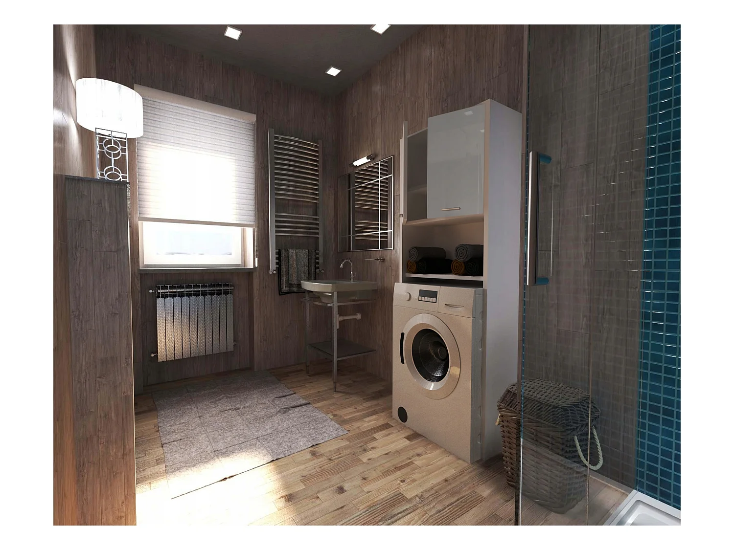 Colonne de salle de bain blanche brillante – armoire au-dessus de la machine à laver 64*30*165cm