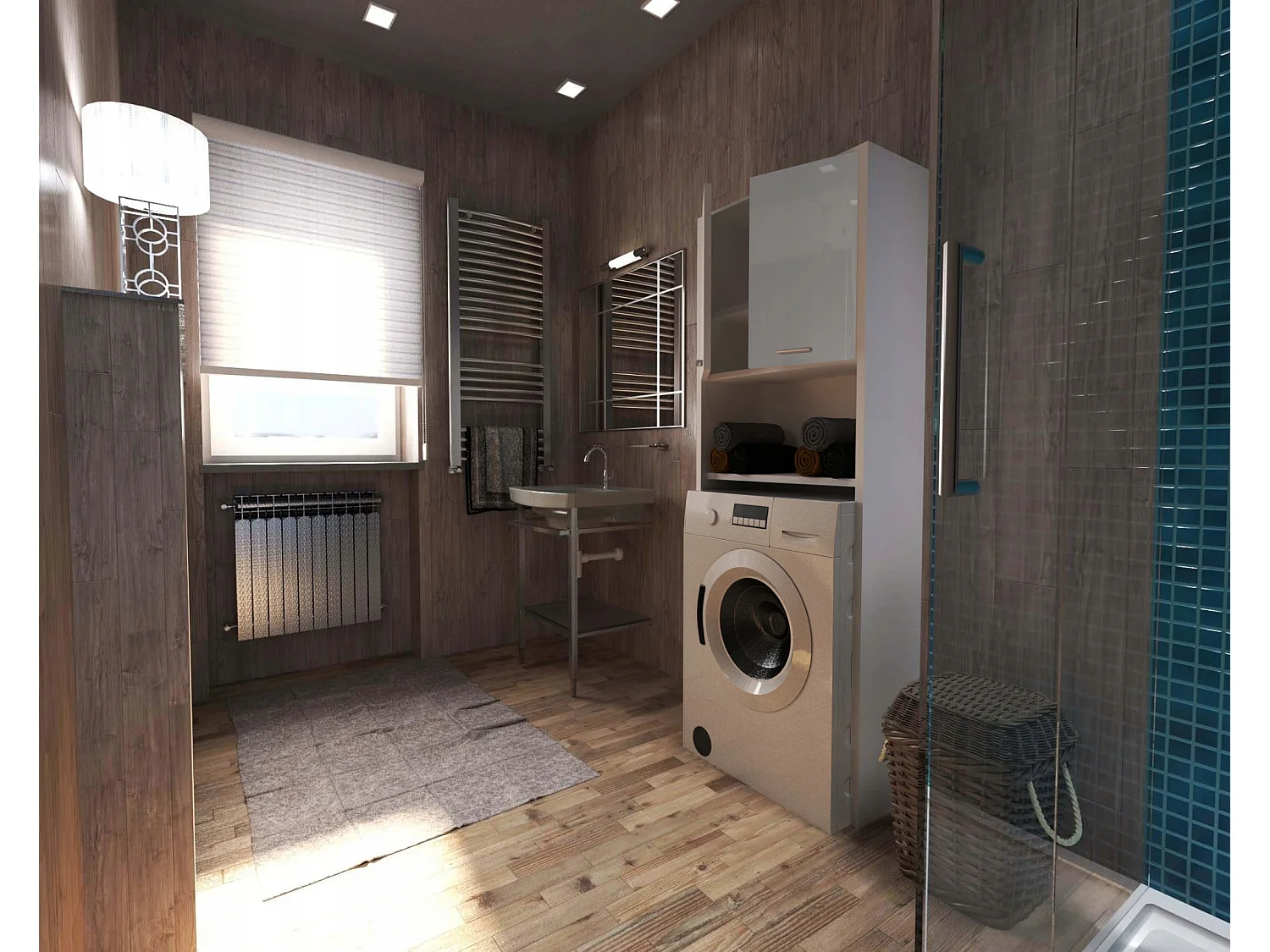 Colonne de salle de bain blanche brillante – armoire au-dessus de la machine à laver 64*30*165cm