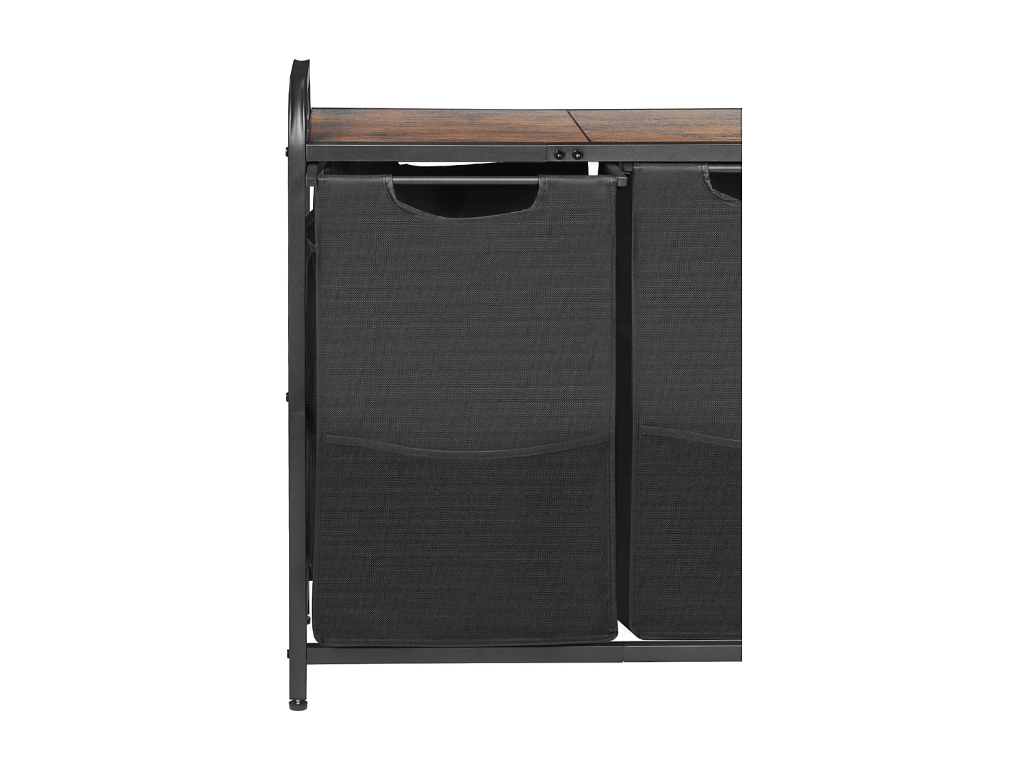Panier à Linge SucceBuy Panier à Linge à 2 Compartiments, Organisateur de Linge avec Sacs Amovibles en Tissu Oxford 600D, Structure Métallique et Plateau en Bois