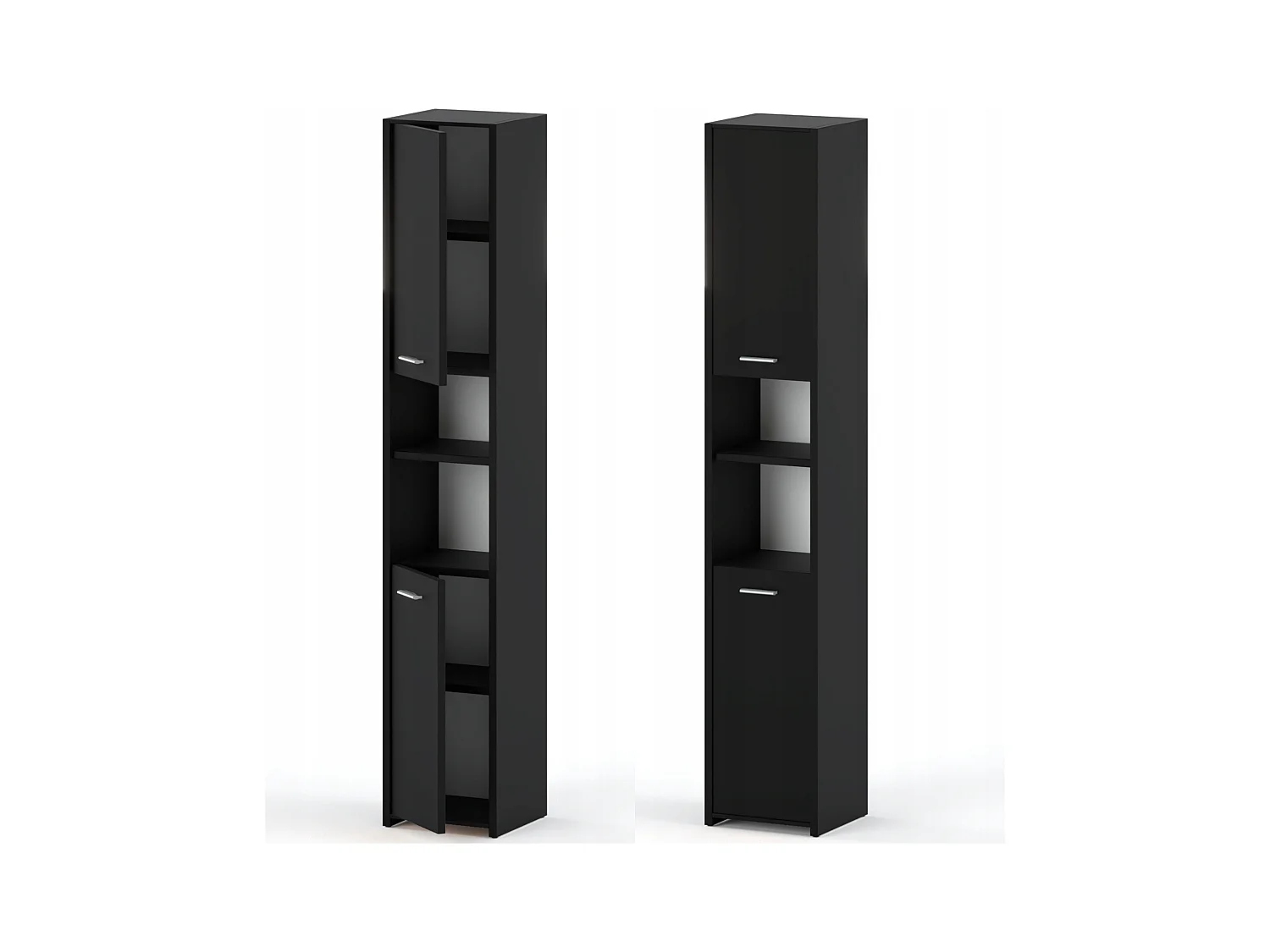 Colonne de salle de bain noir 30x30x165cm – armoire de salle de bain sur pied, meuble de rangement