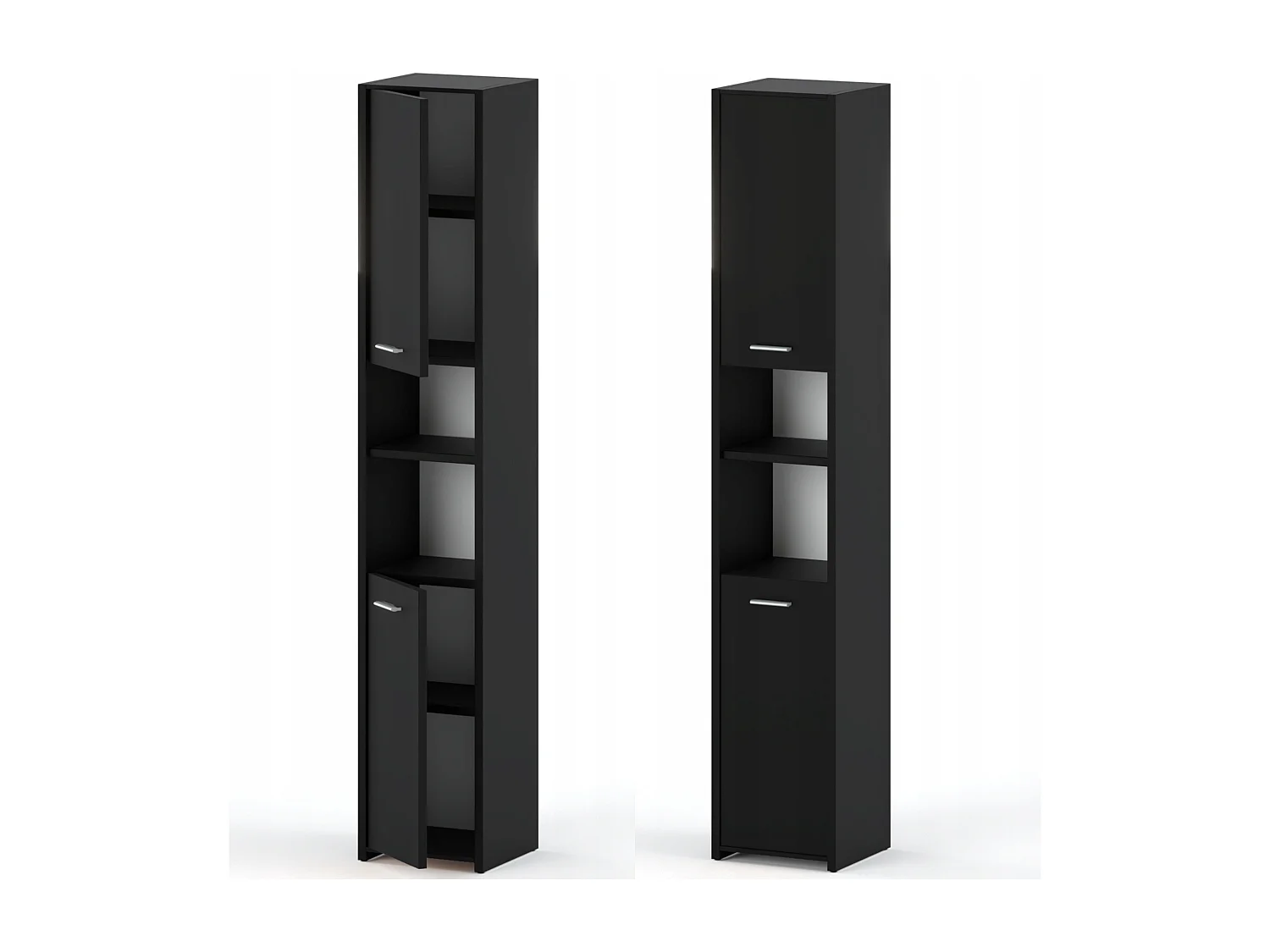 Colonne de salle de bain noir 30x30x165cm – armoire de salle de bain sur pied, meuble de rangement