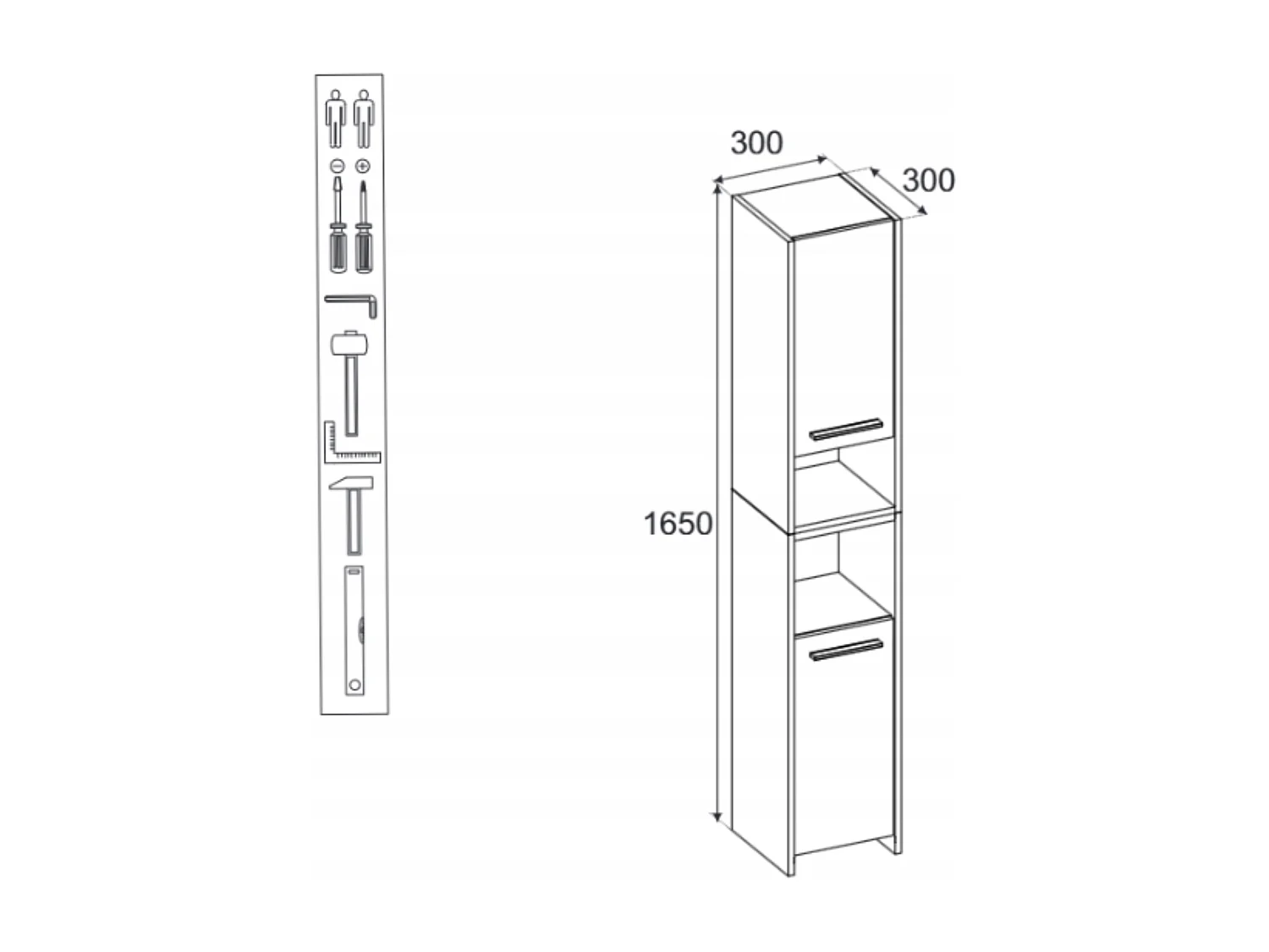 Colonne de salle de bain noir 30x30x165cm – armoire de salle de bain sur pied, meuble de rangement