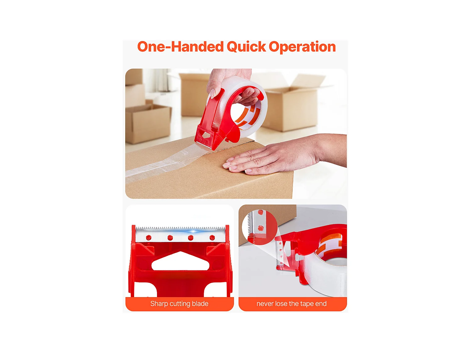 Ruban Adhésif SucceBuy d'Emballage Transparent 12PCS avec 2 Distributeurs 59,436 m x 47,8 mm x 0,068 mm Noyau 76,2 mm Ruban d'Emballage Robuste