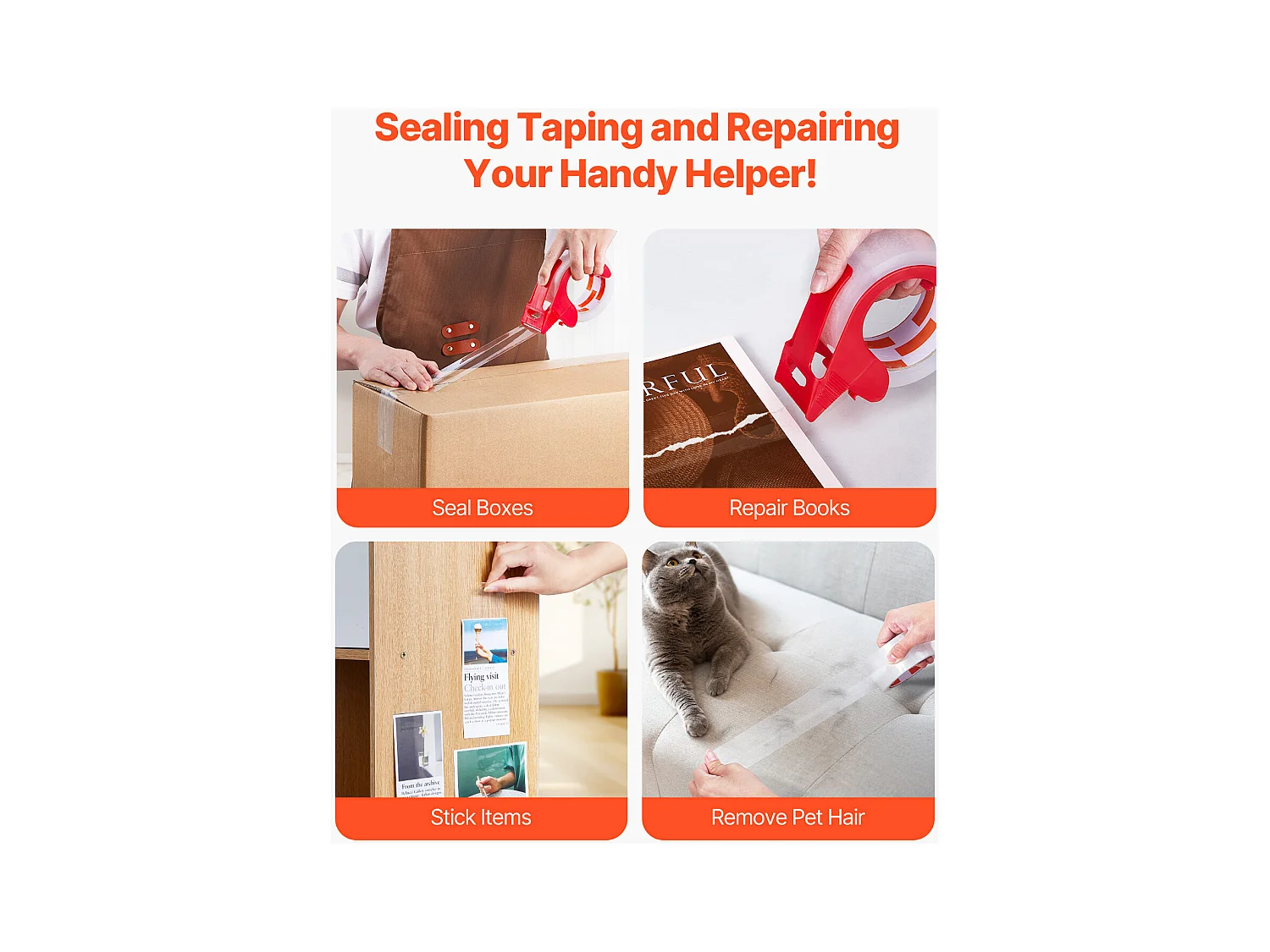 Ruban Adhésif SucceBuy d'Emballage Transparent 12PCS avec 2 Distributeurs 59,436 m x 47,8 mm x 0,068 mm Noyau 76,2 mm Ruban d'Emballage Robuste