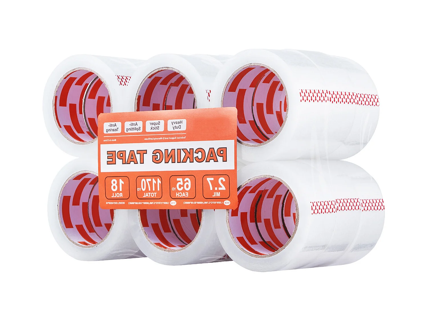 Ruban Adhésif SucceBuy d'Emballage Transparent 12PCS avec 2 Distributeurs 59,436 m x 47,8 mm x 0,068 mm Noyau 76,2 mm Ruban d'Emballage Robuste