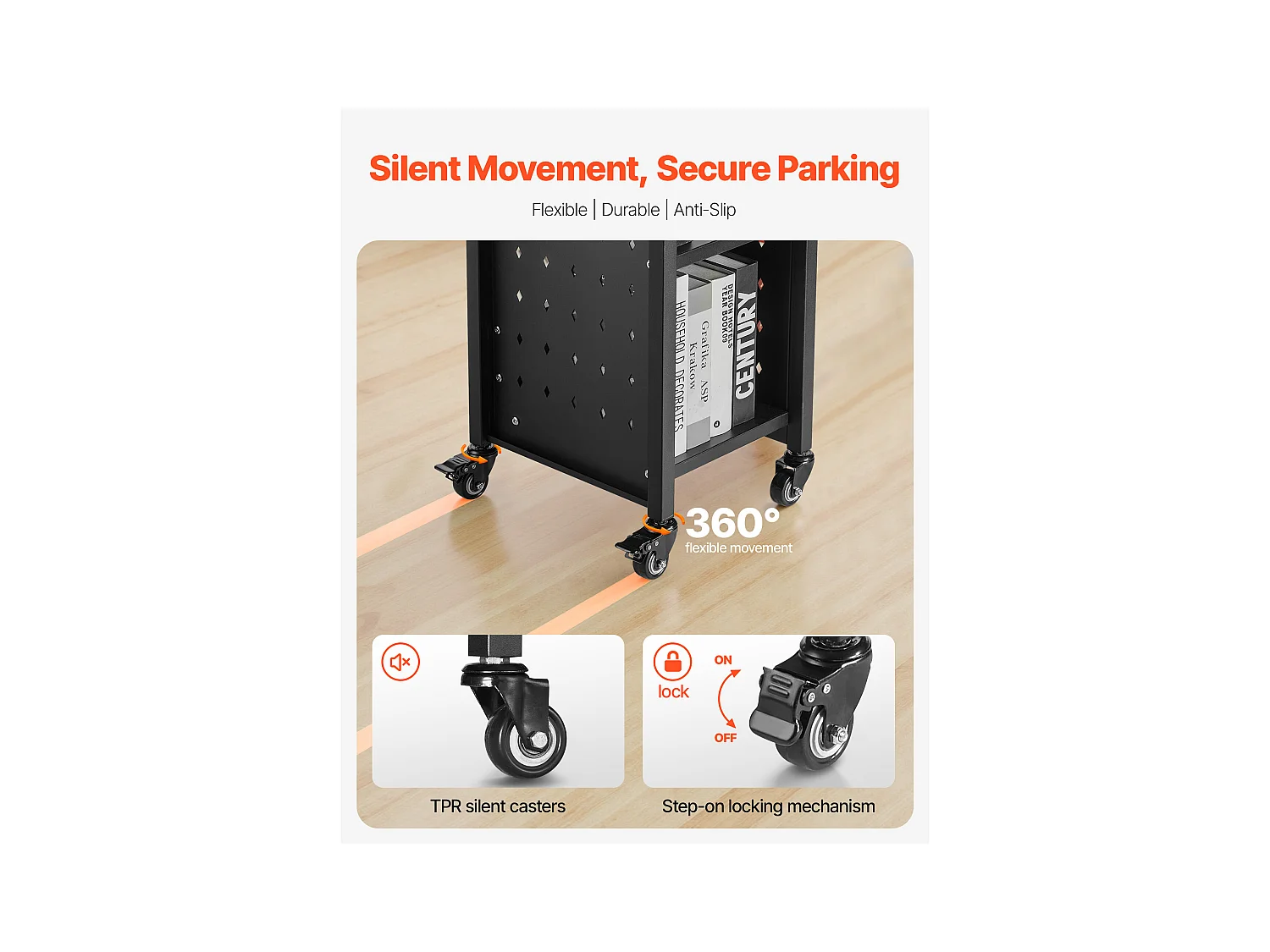 Chariot à Livres SucceBuy, Capacité de Charge 100 kg, Chariot de Bibliothèque, 32 x 35 x 93,5 cm, Étagère de Rangement Livres Simple Face en L, Noir