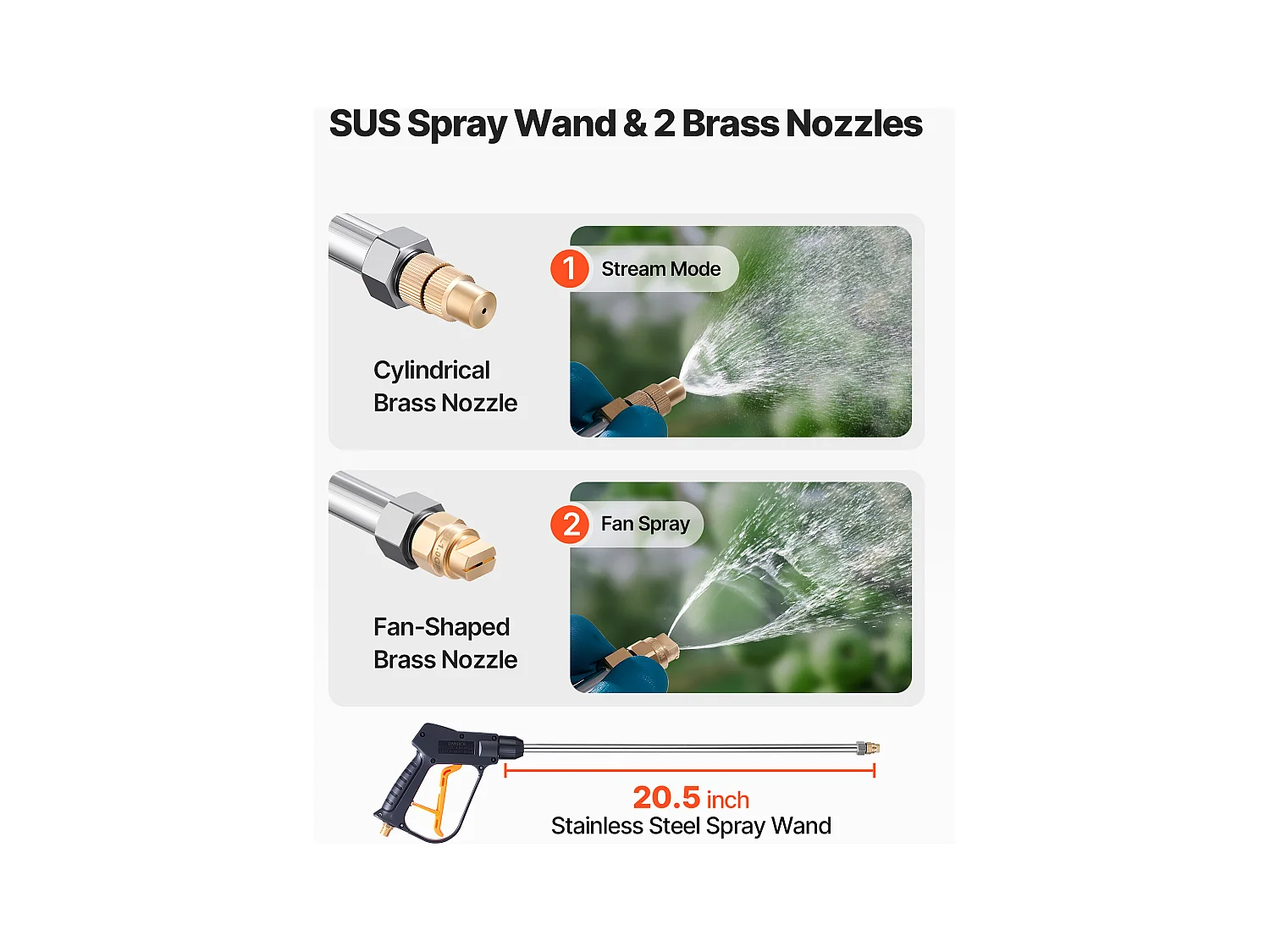 Industriële Roestvrijstalen Sproeier SucceBuy, Inhoud Ca. 13,2 l, Handpomp, met Spuitlans 52 cm, Slang 1,2 m en 3 m, 2 Messing Spuitmonden