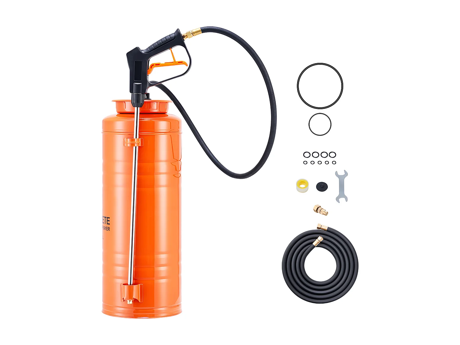 Edelstahl-Sprühgerät SucceBuy für den Industriellen Einsatz, 13,2 l, Handpumpe, mit 52 cm Langer Spritzlanze, 1,2 m und 3 m Langem Schlauch, 2 Messingdüsen